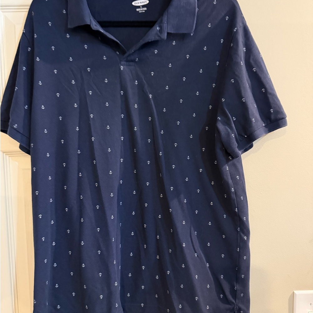 Old Navy Blue Polo Shirt with Subtle Pattern